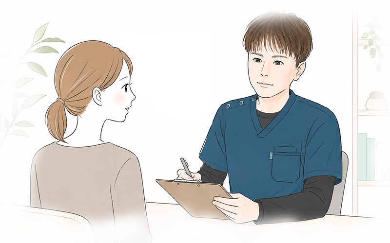 現在の状況を丁寧に伺うイメージ